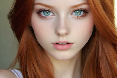 AI girl with red hair wallpaper
