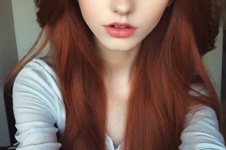 AI girl with red hair wallpaper