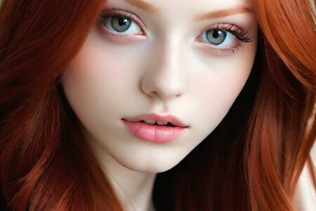 AI girl with red hair wallpaper