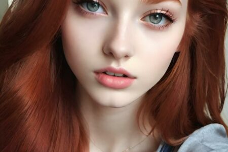 AI girl with red hair wallpaper