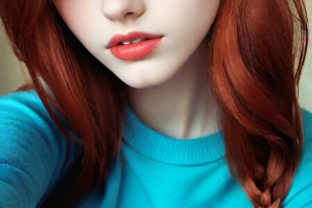 AI girl with red hair wallpaper