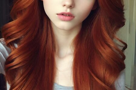 AI girl with red hair wallpaper