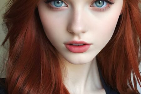 AI girl with red hair wallpaper