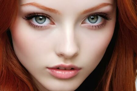 AI girl with red hair wallpaper