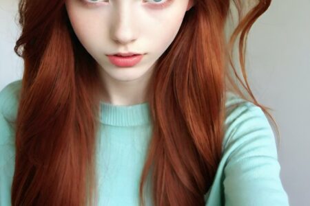 AI girl with red hair wallpaper