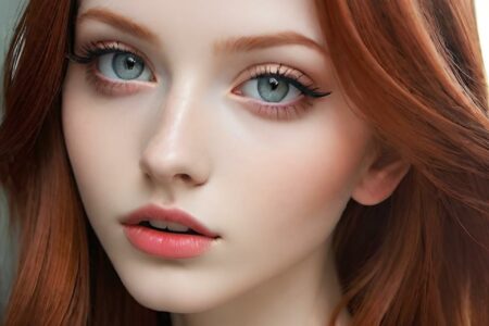 AI girl with red hair wallpaper