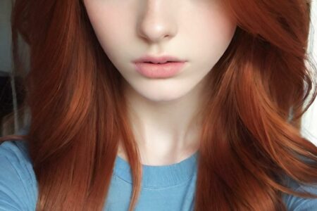 AI girl with red hair wallpaper