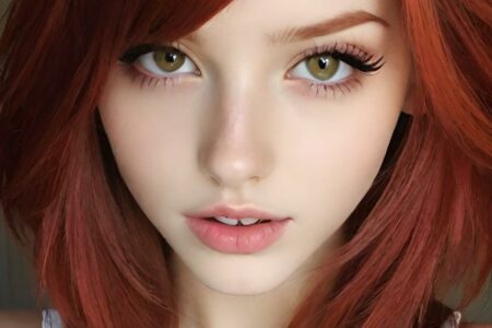 AI girl with red hair wallpaper