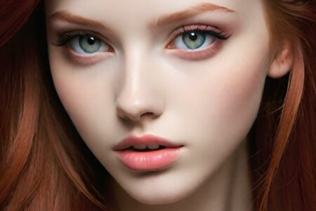 AI girl with red hair wallpaper