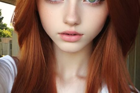AI girl with red hair wallpaper