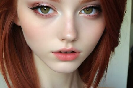 AI girl with red hair wallpaper