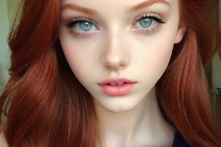 AI girl with red hair wallpaper
