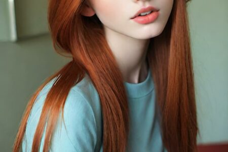 AI girl with red hair wallpaper