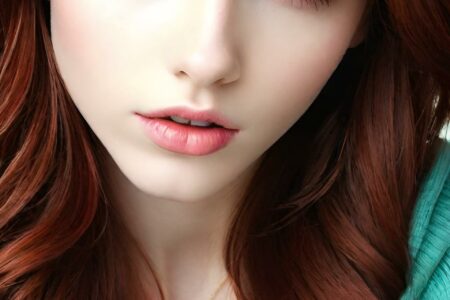 AI girl with red hair wallpaper