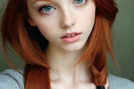 AI girl with red hair wallpaper