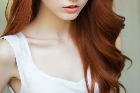 AI girl with red hair wallpaper