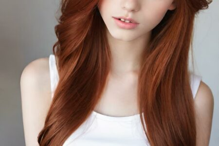AI girl with red hair wallpaper