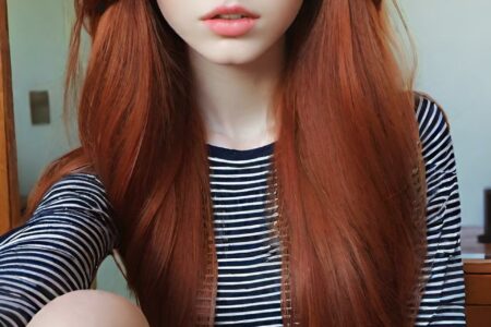 AI girl with red hair wallpaper