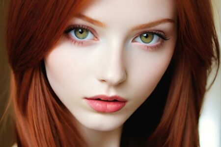 AI girl with red hair wallpaper