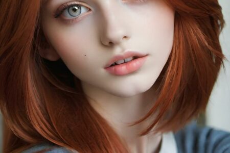 AI girl with red hair wallpaper