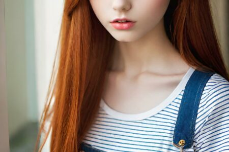 AI girl with red hair wallpaper