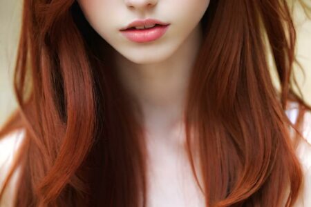 AI girl with red hair wallpaper