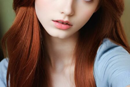 AI girl with red hair wallpaper
