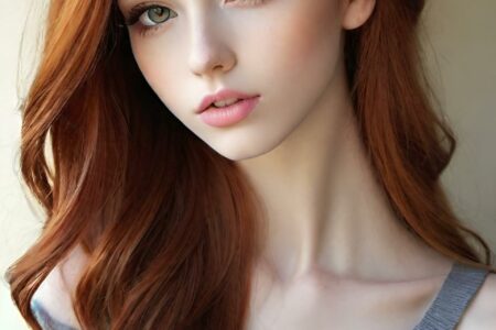 AI girl with red hair wallpaper