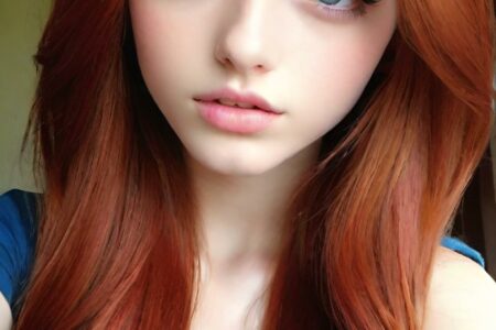 AI girl with red hair wallpaper
