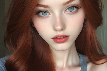 AI girl with red hair wallpaper