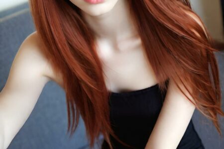 AI girl with red hair wallpaper
