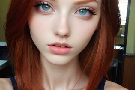 AI girl with red hair wallpaper
