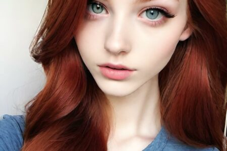 AI girl with red hair wallpaper