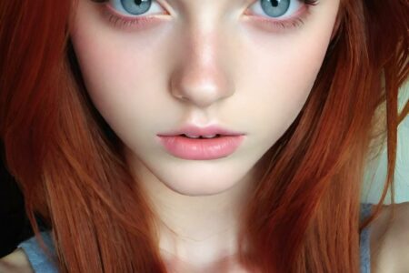 AI girl with red hair wallpaper