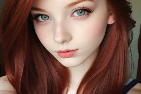 AI girl with red hair wallpaper