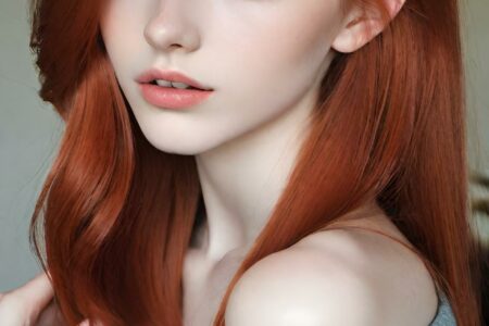 AI girl with red hair wallpaper