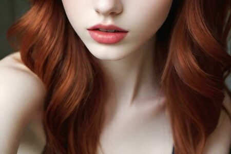 AI girl with red hair wallpaper