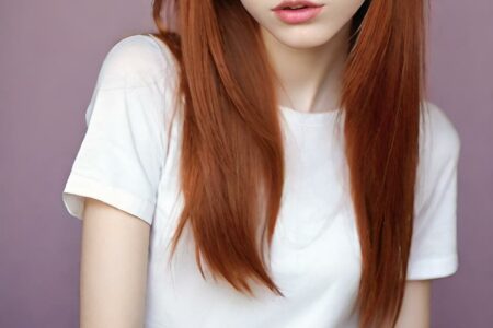 AI girl with red hair wallpaper