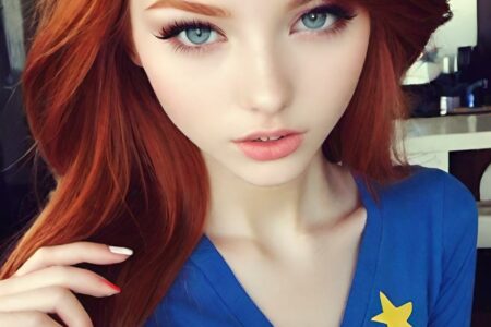 AI girl with red hair wallpaper
