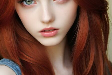 AI girl with red hair wallpaper