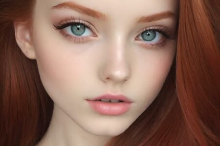 AI girl with red hair wallpaper