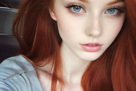AI girl with red hair wallpaper