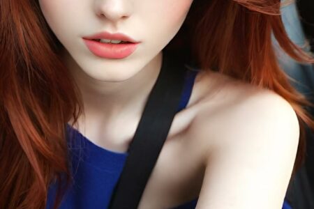 AI girl with red hair wallpaper