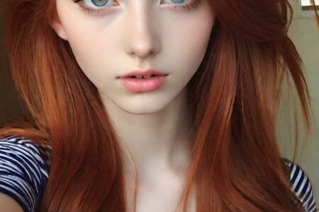 AI girl with red hair wallpaper