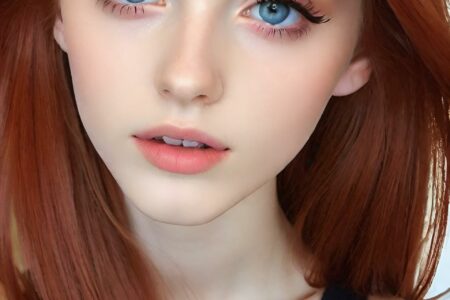 AI girl with red hair wallpaper