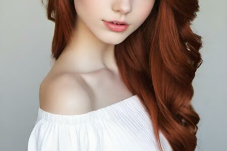 AI girl with red hair wallpaper