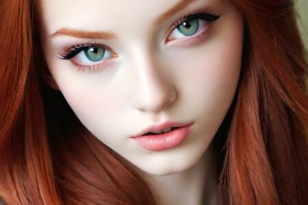 AI girl with red hair wallpaper