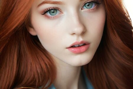 AI girl with red hair wallpaper