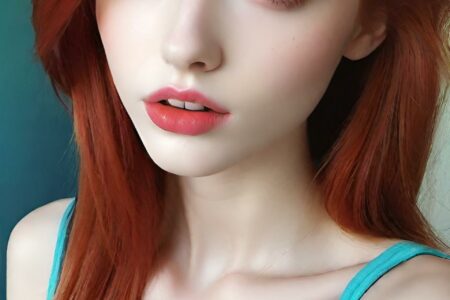 AI girl with red hair wallpaper