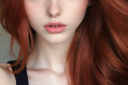 AI girl with red hair wallpaper